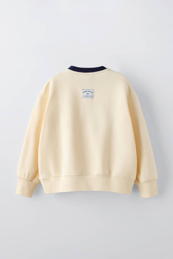 Kapüşonlu, floklu sweatshirt (Ekru) - 2