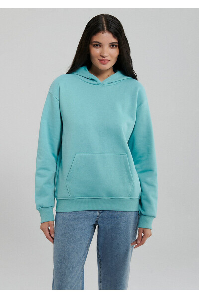 Kapüşonlu Mavi Basic Sweatshirt 167299-71463 - 8