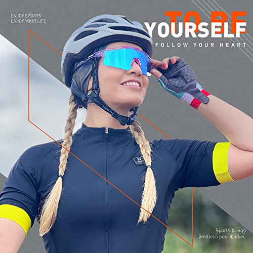 KAPVOE Cycling Glasses Sports Sunglasses for Men Women, Polarized UV400 MTB Bicycle Mountain Bike Glasses with 3 Lenses - 2