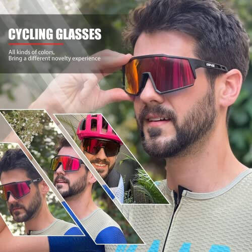 KAPVOE Polarized Cycling Glasses With 1 Lens Or 4 Interchangeable Lens Tr90 Frame For Men Women Sports Sunglasses Bike - 13