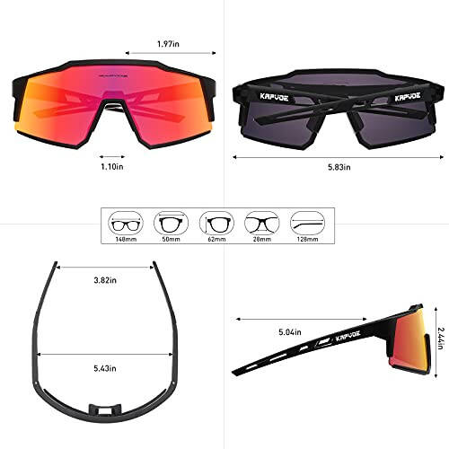 KAPVOE Polarized Cycling Glasses With 1 Lens Or 4 Interchangeable Lens Tr90 Frame For Men Women Sports Sunglasses Bike - 17