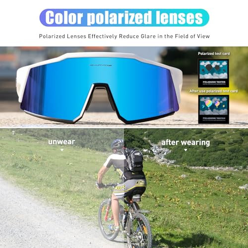 KAPVOE Polarized Cycling Glasses With 1 Lens Or 4 Interchangeable Lens Tr90 Frame For Men Women Sports Sunglasses Bike - 8