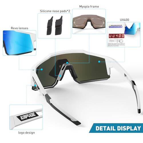 KAPVOE Polarized Cycling Glasses With 1 Lens Or 4 Interchangeable Lens Tr90 Frame For Men Women Sports Sunglasses Bike - 9