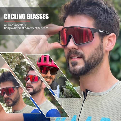 KAPVOE Polarized Cycling Glasses With 1 Lens Or 4 Interchangeable Lens Tr90 Frame For Men Women Sports Sunglasses Bike - 5