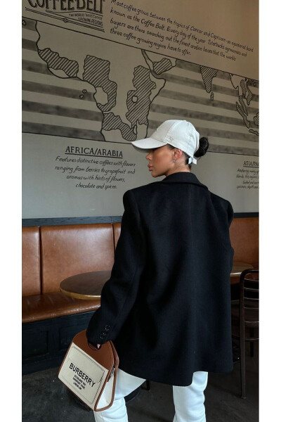 Kaşe Astarlı Tek Düğme Oversize Bol Kesim Orta Boy Pinterest Muadil Kaban Mont Blazer Ceket - 3