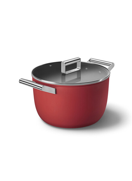 Кастрюля SMEG Cookware 50'S CKFC2611RDM стиль красный 26 см 7,7 л - 1