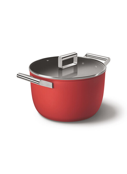 Кастрюля SMEG Cookware 50'S CKFC2611RDM стиль красный 26 см 7,7 л - 3