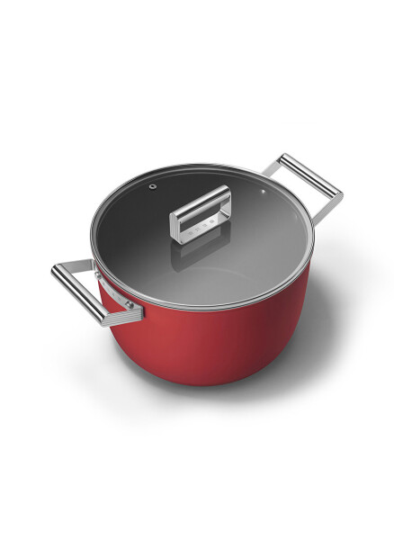 Кастрюля SMEG Cookware 50'S CKFC2611RDM стиль красный 26 см 7,7 л - 4