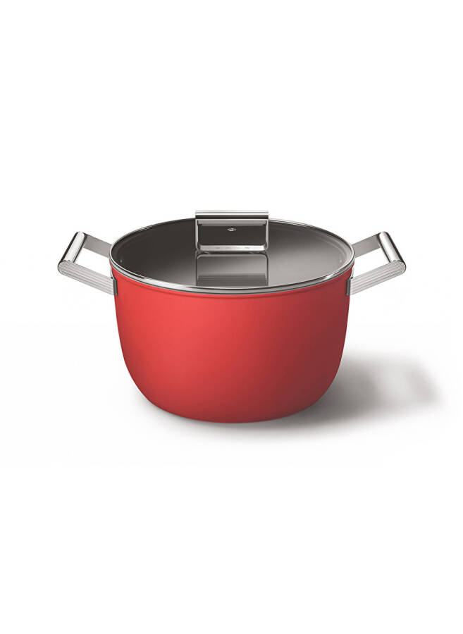 Кастрюля SMEG Cookware 50'S CKFC2611RDM стиль красный 26 см 7,7 л - 5