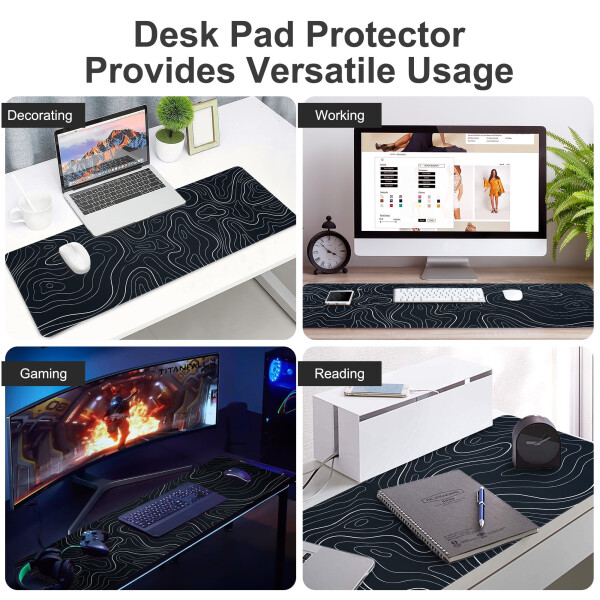 Katta Mouse Pad Mat (31.5x11.8 dyuym), TSV Kengaytirilgan Gaming Mousepad Fon Topografik Xarita Stol Pad Laptop Kompyuter uchun - 5