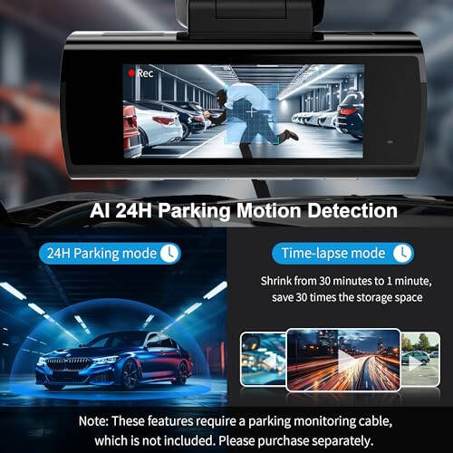 KAWA 4K Oldingi va Orqa Dash Cam, AI-ISP Kechasi Ko'rish, Bepul 64GB Karta, Sony STARVIS bilan Avtomobillar Uchun 4K+1080P Ikki Xil WiFi Dash Kamera, GPS va Tezlik Dash Cam, 3.16” IPS Ekran, G-Sensor, AI 24 soat Harakatni Aniqlash - 5