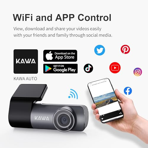 KAWA Dash Cam 2K, Arabalar İçin Mini Ön Kamera, Akıllı Ses Kontrolü, 1296P QHD, Dahili WiFi, 24 Saat Park Modu, Döngü Kaydı, G-Sensörü, Gece Görüşü, iOS/Android Mobil Uygulama, 256GB'a Kadar Destek - 5