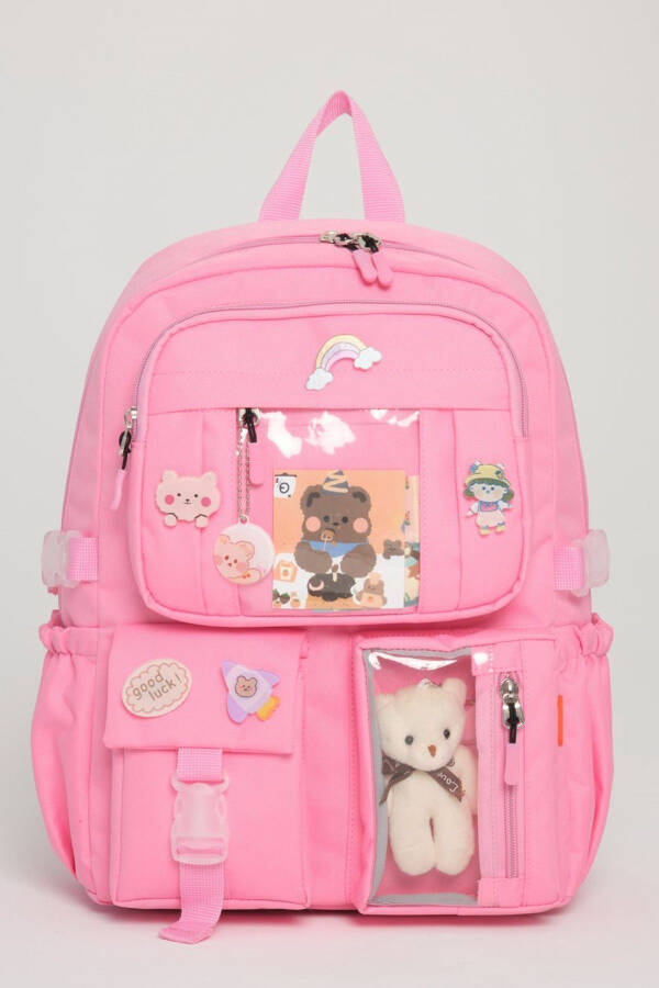 Kawaii Korean style school bag, accessory girl and boy backpack. LIGHT PINK - 1