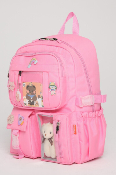 Kawaii Korean style school bag, accessory girl and boy backpack. LIGHT PINK - 2