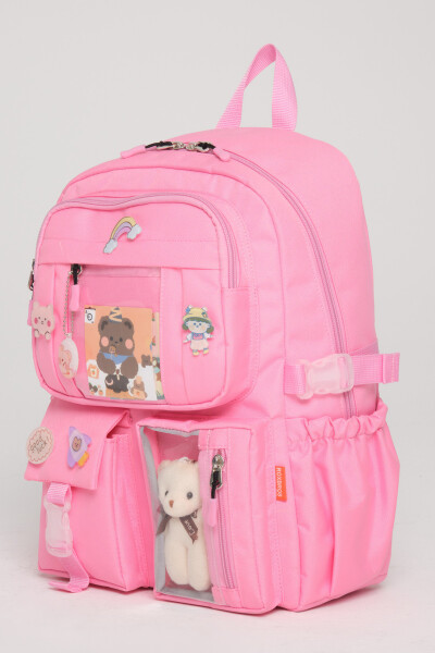 Kawaii Korean style school bag, accessory girl and boy backpack. LIGHT PINK - 7