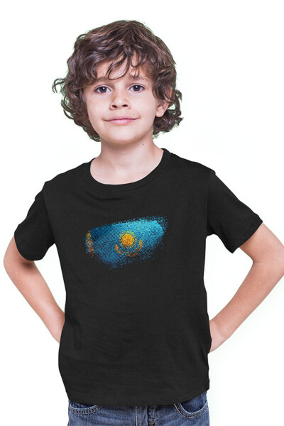 Kazakhstan Black Unisex Kids T-Shirt - 3