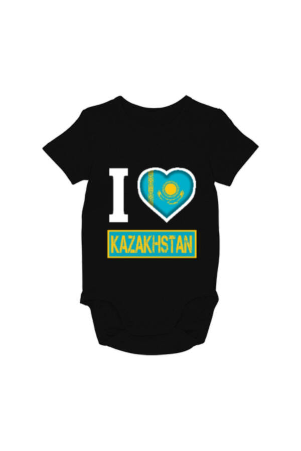 Kazakhstan Flag Black Baby Romper - 1