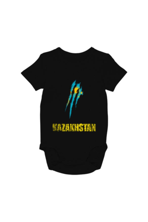 Kazakhstan Flag Black Baby Romper - 1