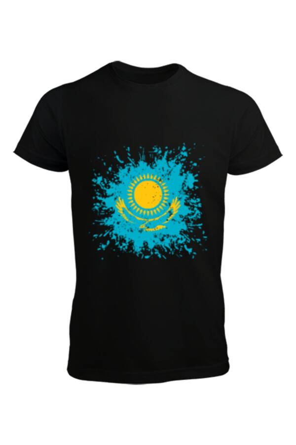 Kazakhstan Flag Black Men's T-Shirt - 1