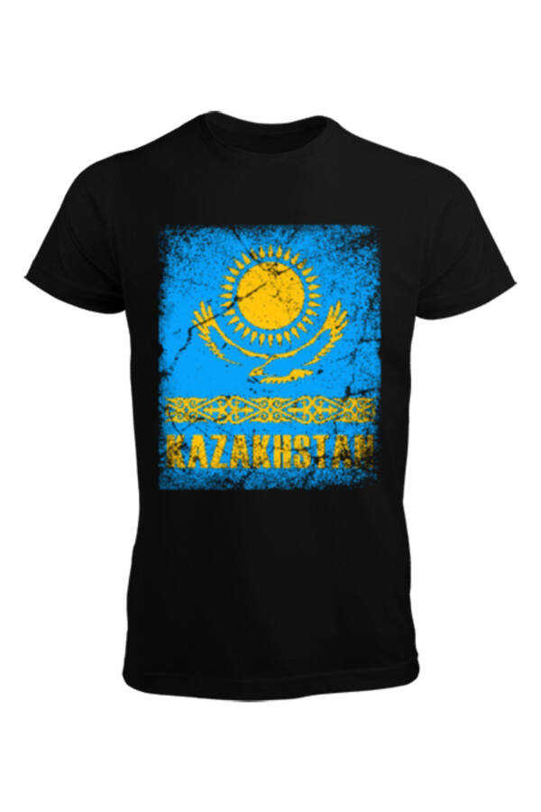 Kazakhstan Flag Black Men's T-shirt - 1