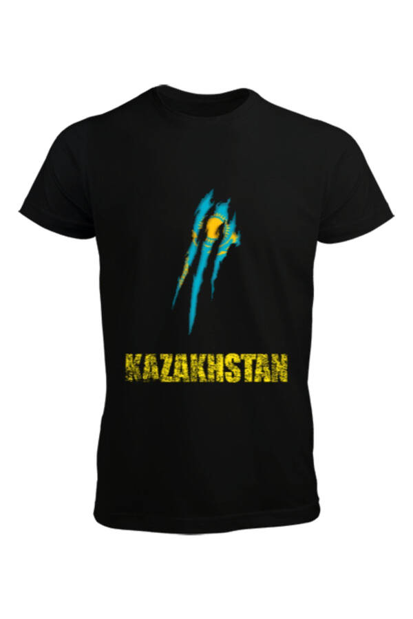 Kazakhstan Flag Black Men's T-Shirt - 1