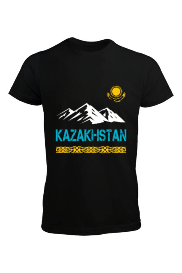 Kazakhstan Flag Black Men's T-Shirt - 1