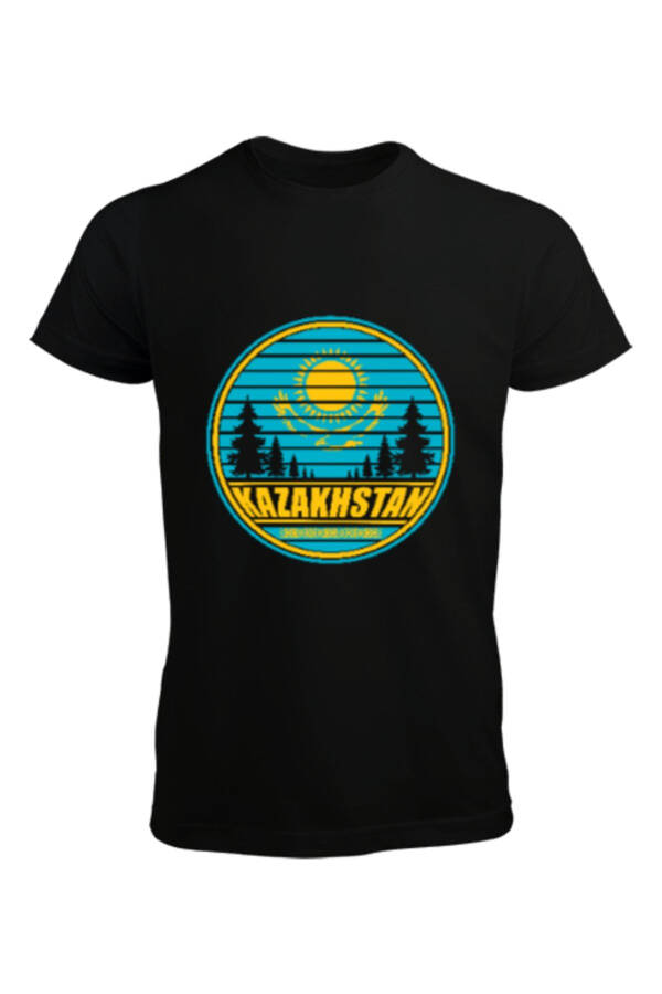 Kazakhstan Flag Black Men's T-Shirt - 1