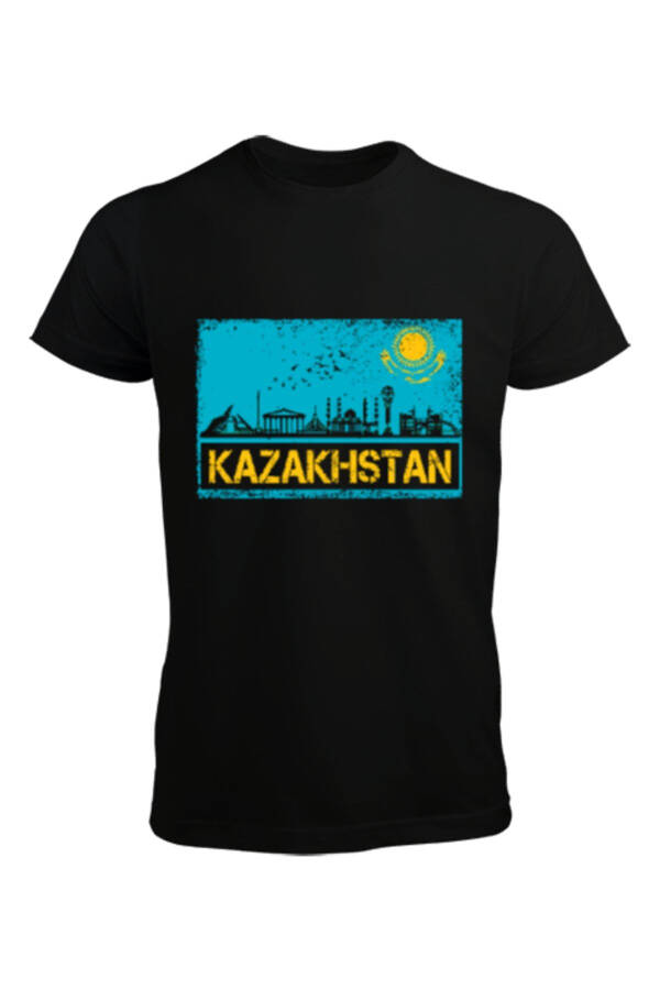 Kazakhstan Flag Black Men's T-Shirt - 1