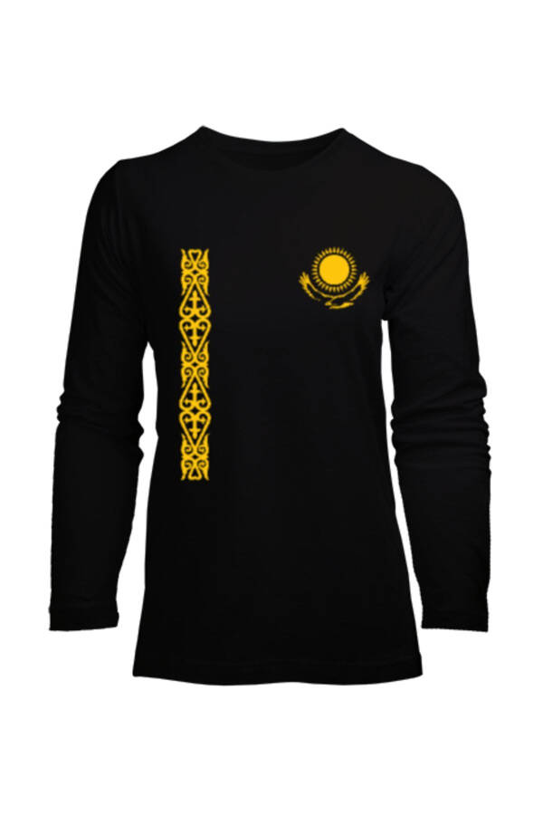 Kazakhstan Flag Black Women's Long Sleeve T-Shirt - 1