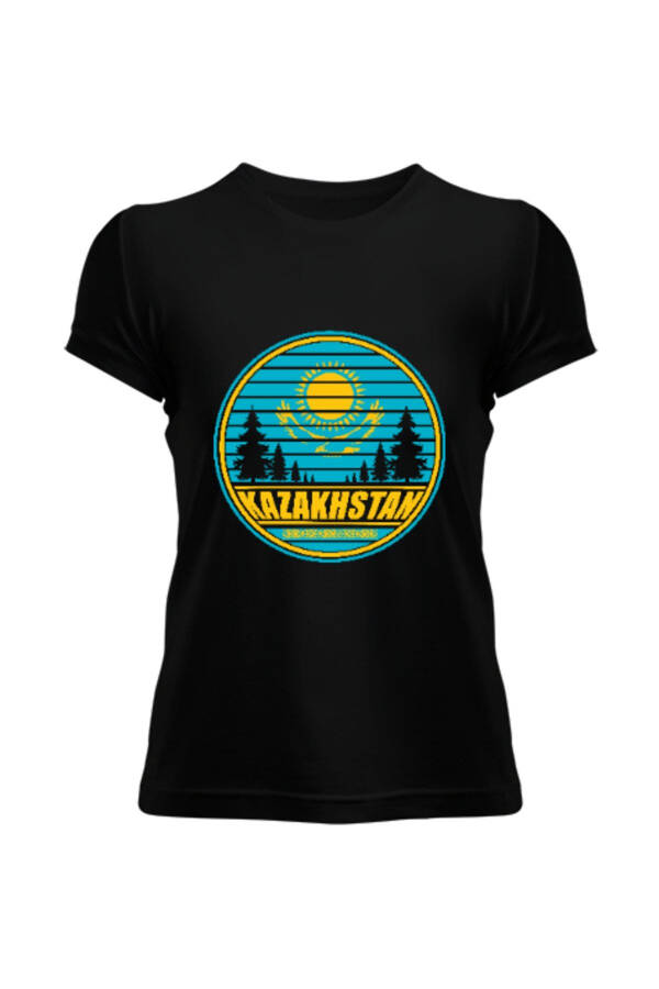 Kazakhstan Flag Black Women's T-shirt - 1