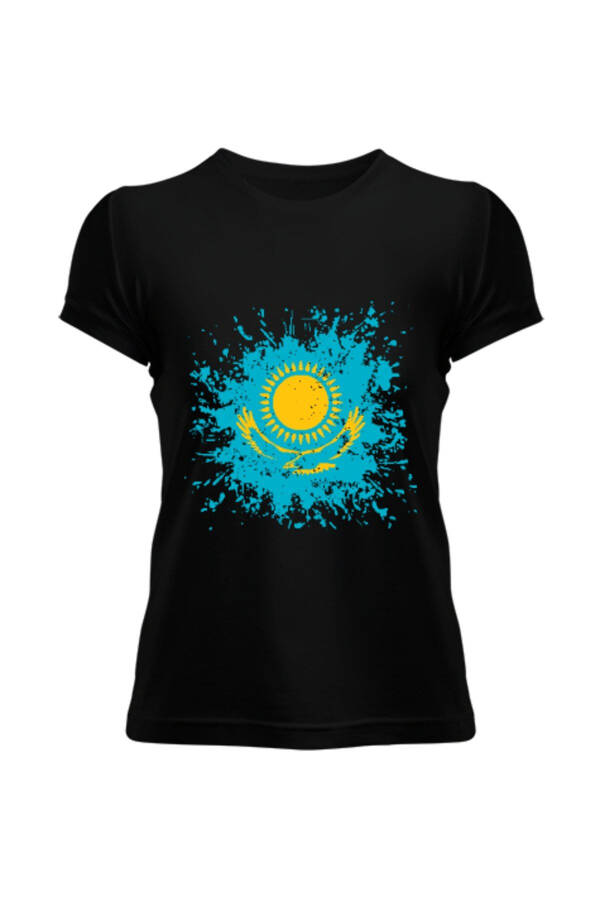 Kazakhstan Flag Black Women's T-Shirt - 1