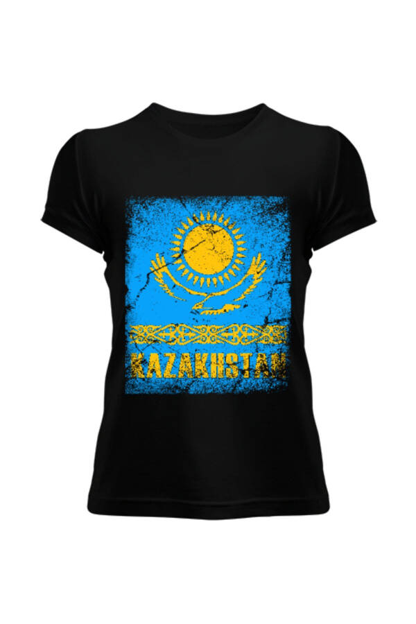 Kazakhstan Flag Black Women's T-Shirt - 1