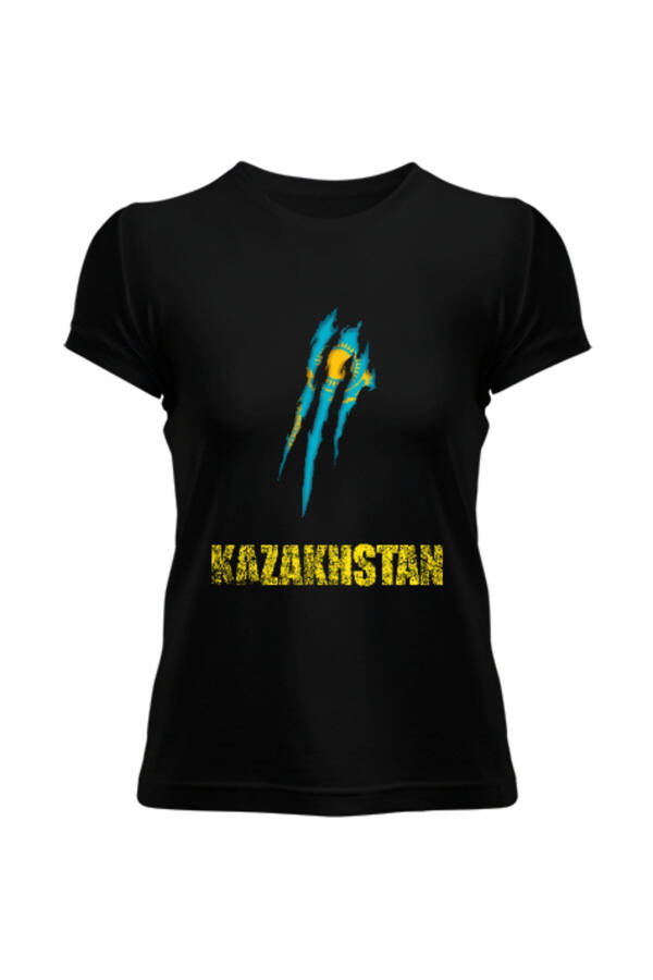 Kazakhstan Flag Black Women's T-Shirt - 1