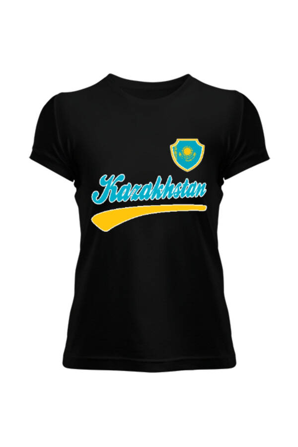 Kazakhstan Flag Black Women's T-Shirt - 1