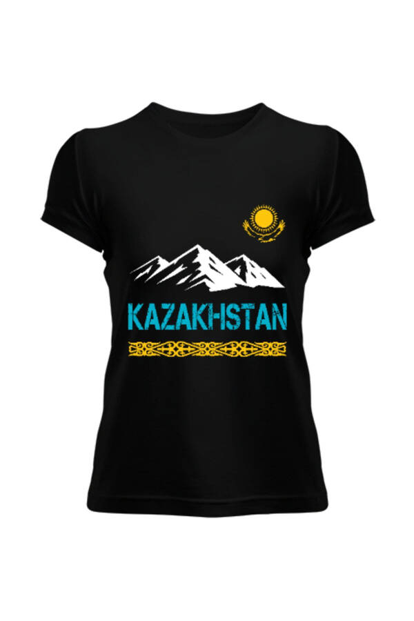 Kazakhstan Flag Black Women's T-Shirt - 1