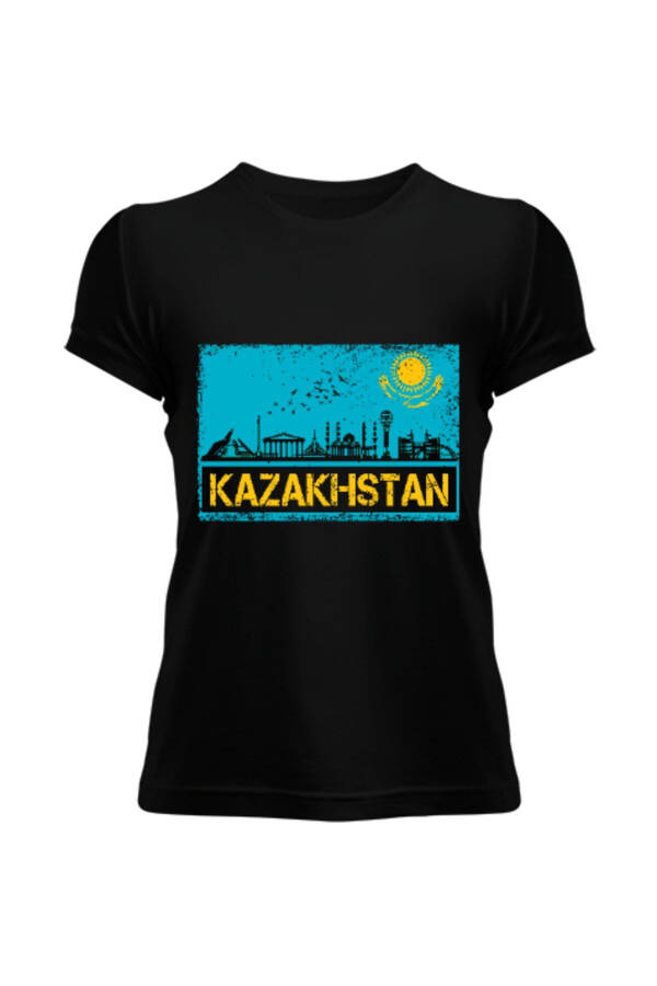 Kazakhstan Flag Black Women's T-Shirt - 1