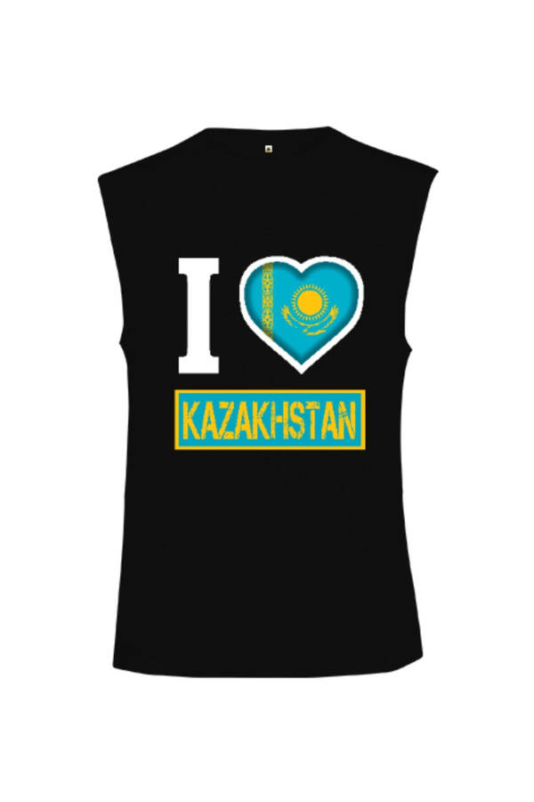 Kazakhstan Flag, Kazakhstan Logo, Kazakhstan Flag Black Cut Sleeve Unisex T-Shirt - 1