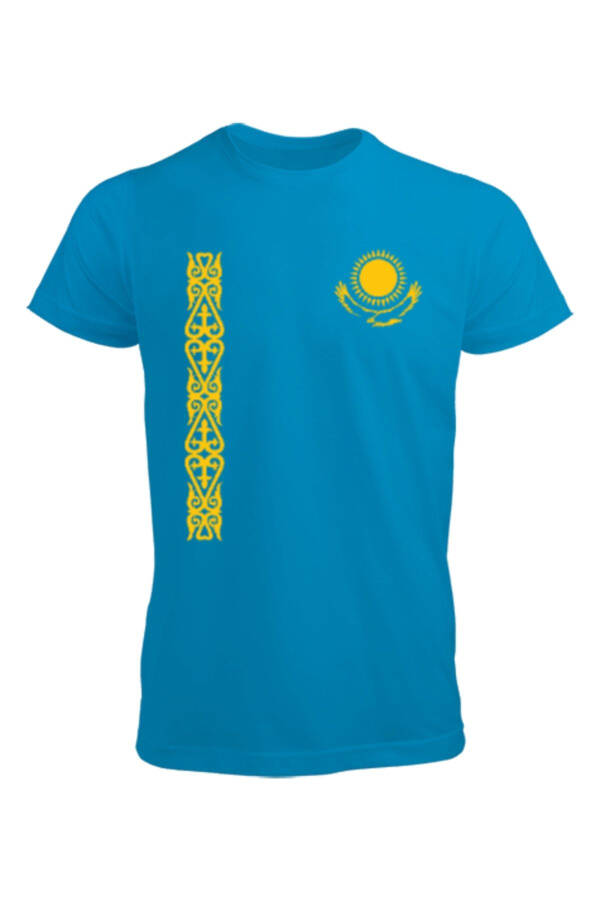 Kazakhstan Flag, Kazakhstan Logo, Turquoise Men's T-shirt - 1