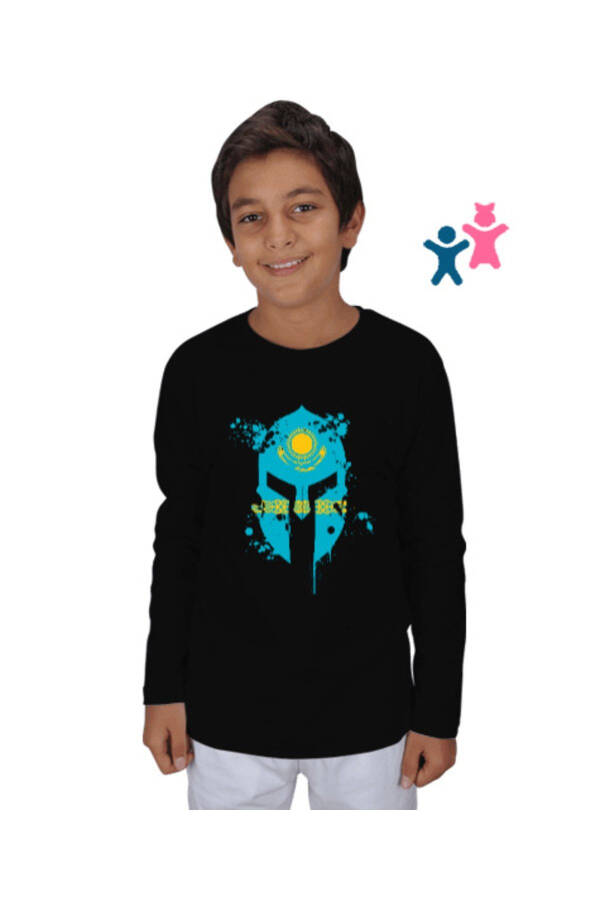 Kazakhstan Flag Kids Unisex Long Sleeve - 1