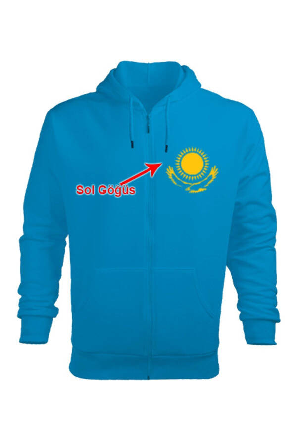 Kazakhstan Flag Men's Hoodie Zipper - 1