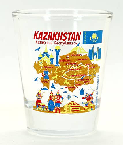 Kazakhstan Landmarks and Icons Collage Shot Glass - 1