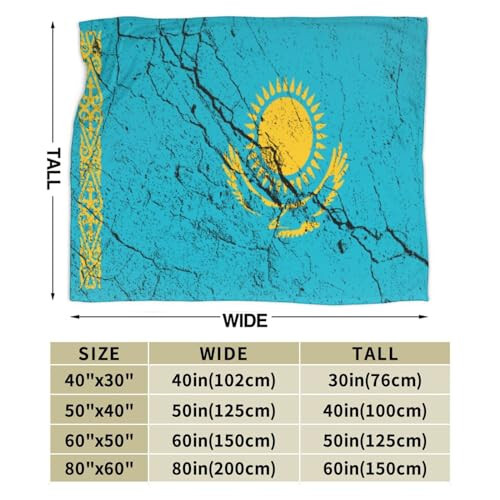 Kazakistan Bayrağı Dokulu Etkili Kanepe Yatak Koltuk Battaniyesi Yumuşak Rahat Battaniye 40