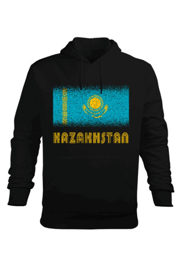 Kazakistan Bayrağı Erkek Kapüşonlu Hoodie S - 1