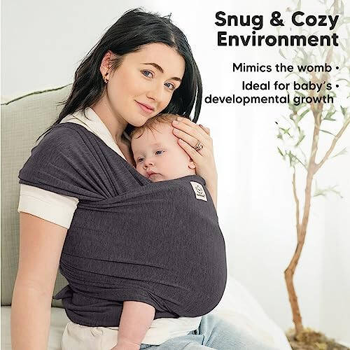 KeaBabies Baby Wrap Carrier - All in 1 Original Breathable Baby Sling, Lightweight, Hands Free Baby Carrier Sling, Baby Carrier Wrap, Baby Carriers for Newborn, Infant, Baby Wraps Carrier (Mystic Gray) - 24