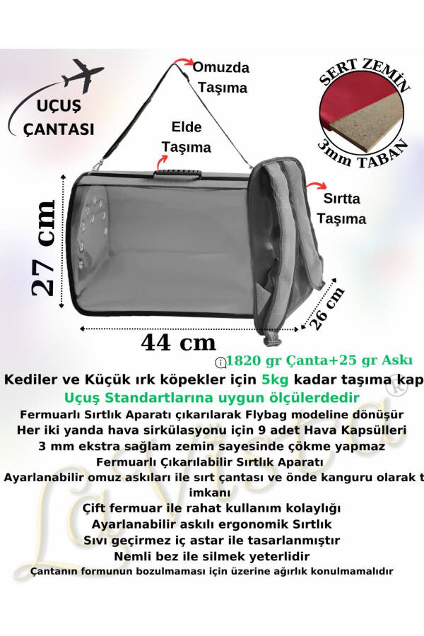 Kedi Köpek Sırt Taşıma Çantası Flybag Tomris Haki - 2