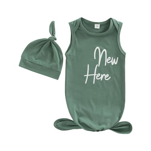 KEEADI Newborn Baby Boys Girls Hat Set Soft Viscose Infant Sleeper Baby Sleep Gown with Mittens Inner Wear - 4