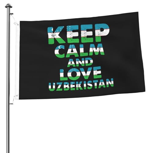 Keep Calm And Love Uzbekistan Flags 2x3 Outdoor Banner Vivid Colors Double Sided Flag Polyester Flags For Outside Patio Lawn Decor Flags - 1