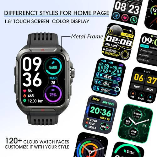 KEEPONFIT Smart Watch с функцией ответа/звонка, металлическая рамка 1.8