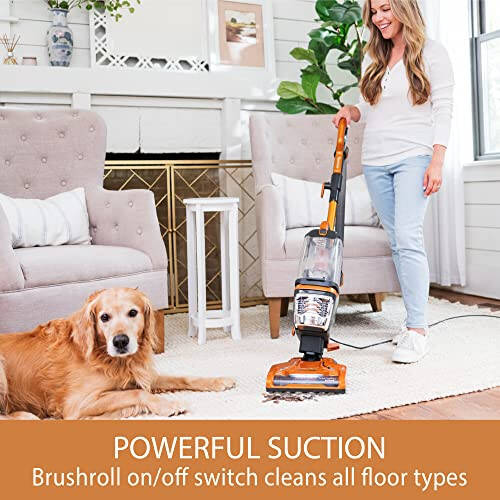 Kenmore DU4080 Featherlite Lift-Up Bagless Upright Vacuum 2-Motor Power Suction Lightweight Carpet Cleaner with HEPA Filter, 2 Cleaning Tools for Pet Hair, Hard Floor, 1.5L, Orange - 2