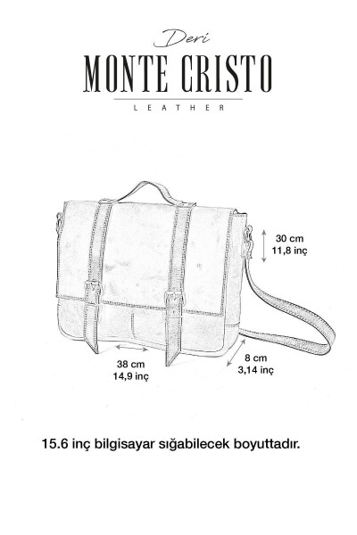 Kepler Kadın Erkek Deri Postacı/Çapraz Çanta - %100 Hakiki Deri - Bilgisayar/Evrak Çantası - 8